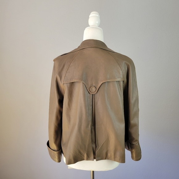 HAYDEN-HARNETT // ltd ed khaki tan buttery leather large lapel leather jacket - Picture 6 of 7